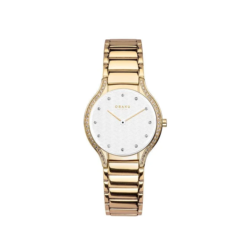 Obaku Acacie - Cider Silver Dial Gold Lds Watch V276LEGISG