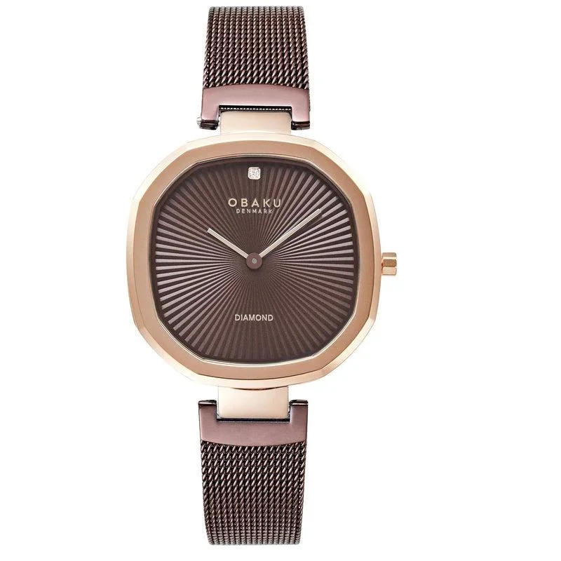 Obaku Brilliant Ocean Brown Rose Gold 32mm Watch - V277LXVNMN