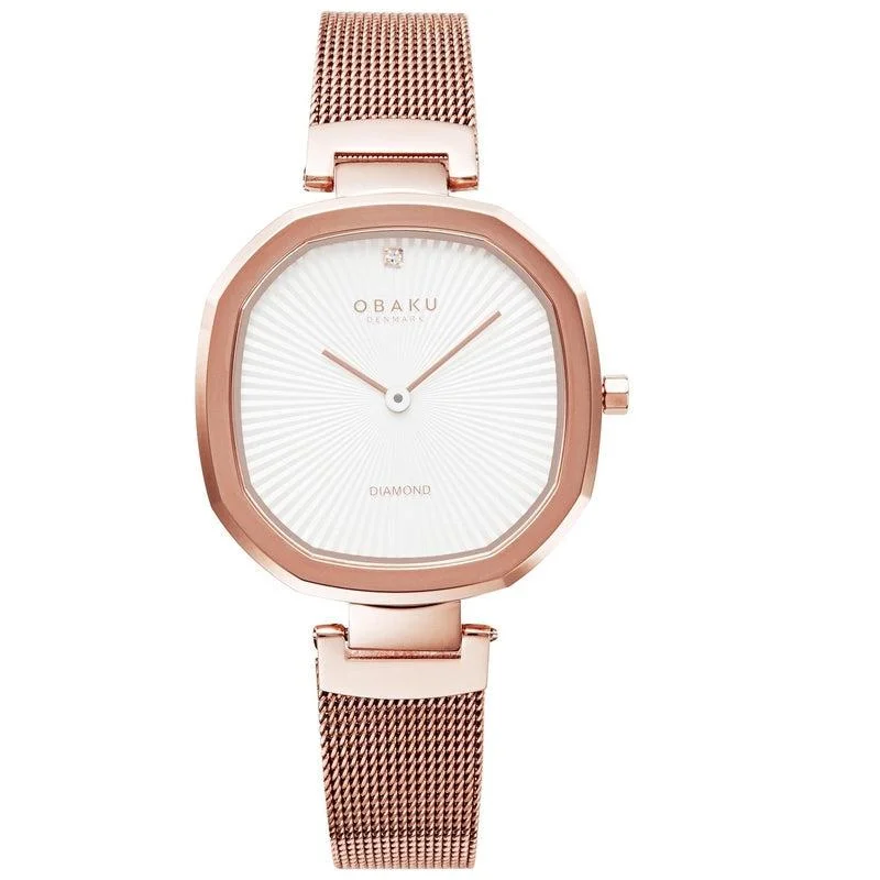 Obaku Brilliant Rose Gold White 32mm Watch - V277LXVIMV