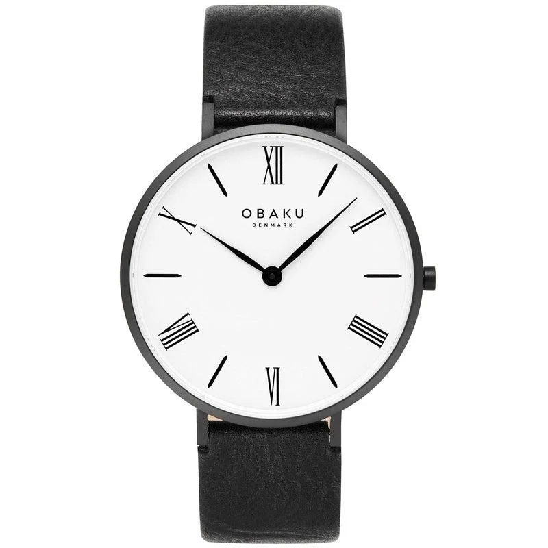 Obaku Folie Clear Black 42mm Watch - V283GXBWRB-DIB