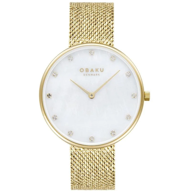 Obaku Glans Golds Gold 36mm Watch - V288LXGWHG