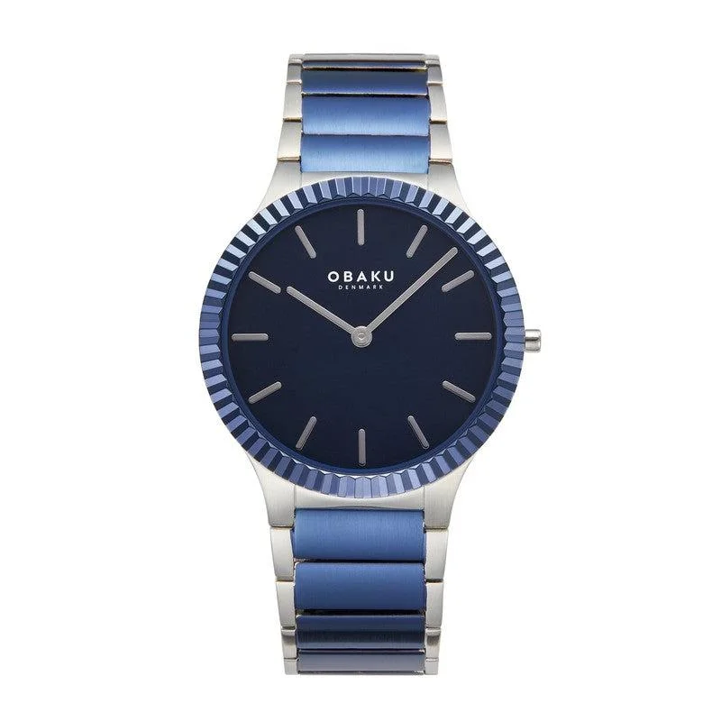 Obaku Linje Leaf - Blue Dial Stainless Steel Ladies Watch V292GXHLSK