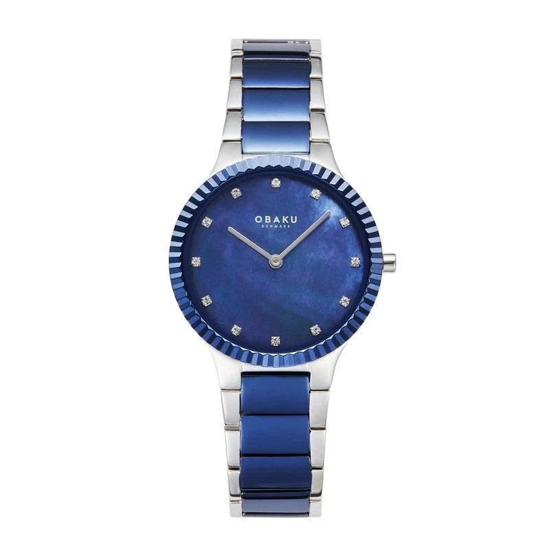 Obaku Linje Lille Powder - Blue MOP Dial Stainless Steel Ladies Watch V292LXHLSK