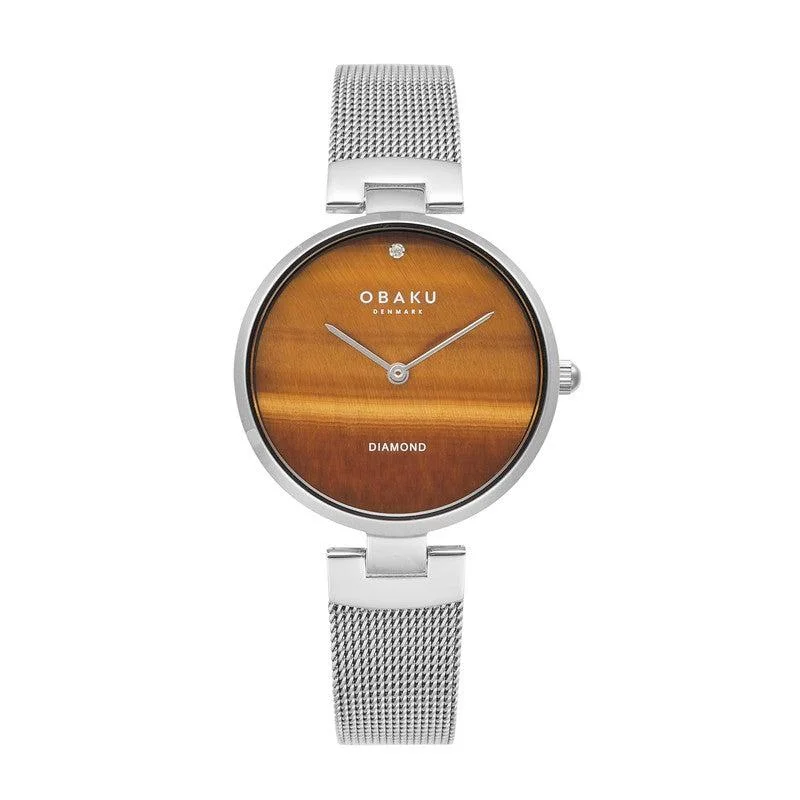 Obaku Mineral Fog - Brown Dial Stainless Steel Ladies Watch V256LHCNMC-DTED