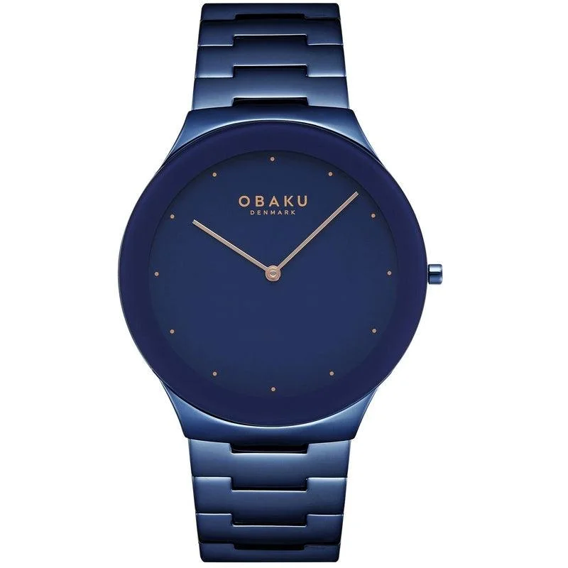 Obaku Spejl Bleu Blue 42mm Watch - V290GXLLSL