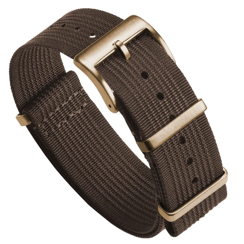 Ocean-Scout Nylon Watch Strap - Brown - Gold Buckle