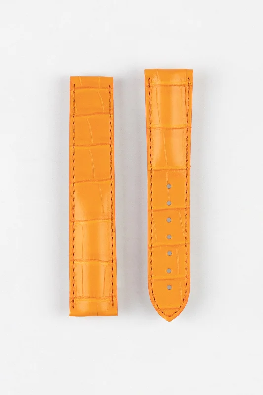 OMEGA 98000147 Genuine Alligator 20mm Deployment Watch Strap - ORANGE