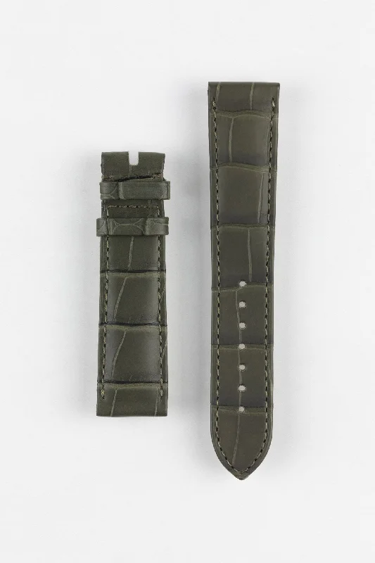 OMEGA CUZ014061 Speedmaster 20mm Genuine Alligator Watch Strap - KHAKI GREEN