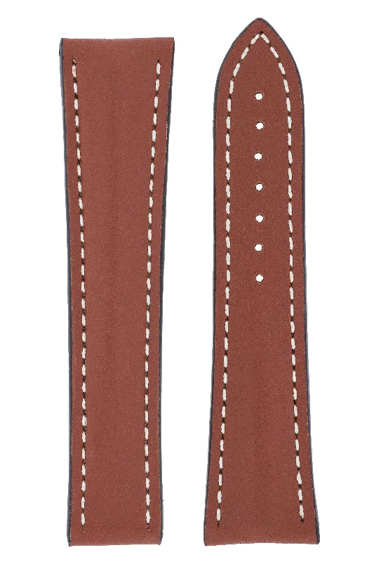 Omega-Style Calf Deployment Watch Strap in GOLD BROWN