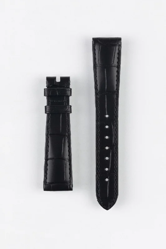 OMEGA Z016215 Genuine Alligator Low Profile 19mm Strap - BLACK