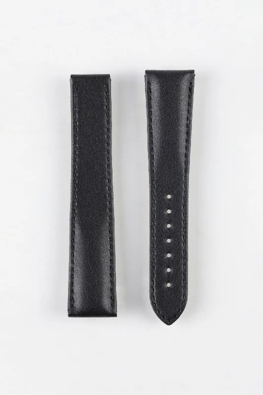 OMEGA Z017135 Vegan Faux-Leather Deployment Watch Strap in BLACK