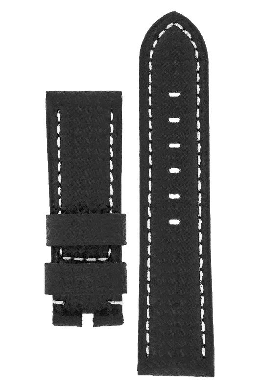 Panerai-Style Carbon Leather Watch Strap in BLACK