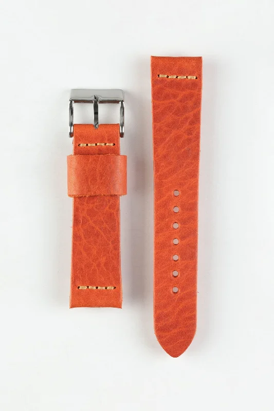 Pebro ARTISAN Leather Watch Strap in BURNT RED