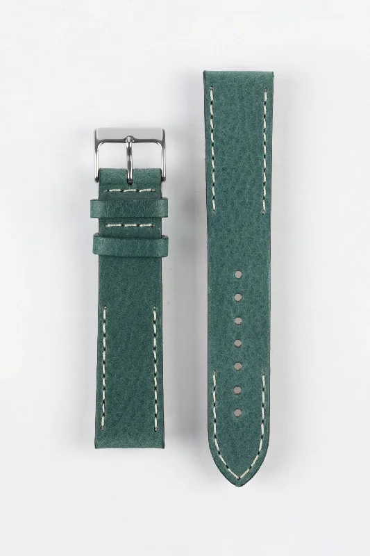 Pebro HALF-STITCH Calfskin Leather Watch Strap in SEA GREEN