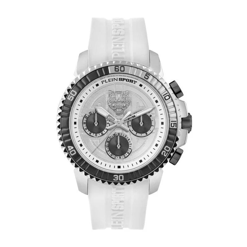 Plein Sport Herren White Chronograph Watch 45mm