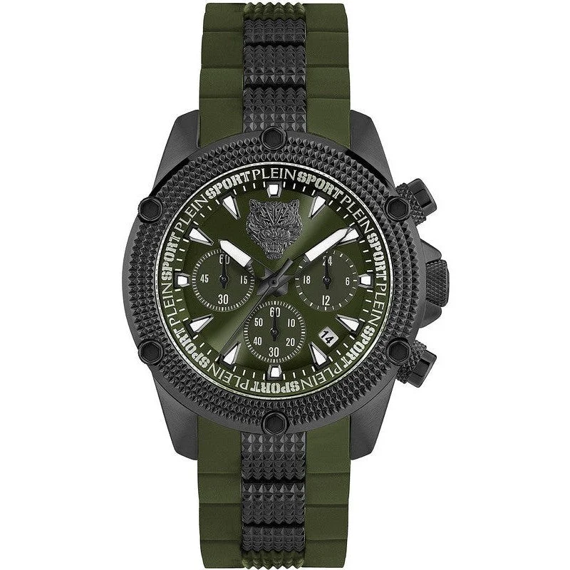 Plein Sport Hurricane Green Chronograph Watch 44mm