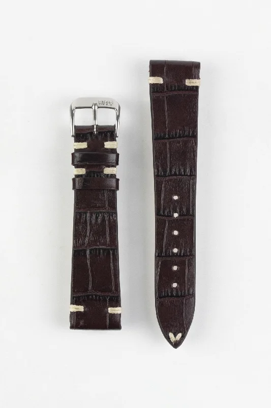 RIOS1931 HOLLYWOOD Alligator-Embossed Leather Watch Strap in MOCHA