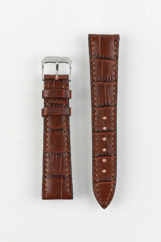 RIOS1931 ORLANDO Alligator-Embossed Leather Watch Strap in MAHOGANY