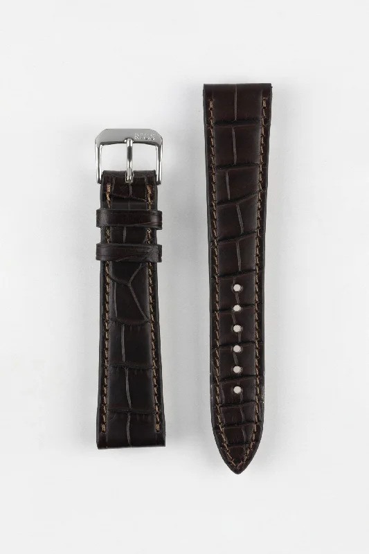 RIOS1931 SENATOR Genuine Alligator Square-Padding Watch Strap in MOCHA