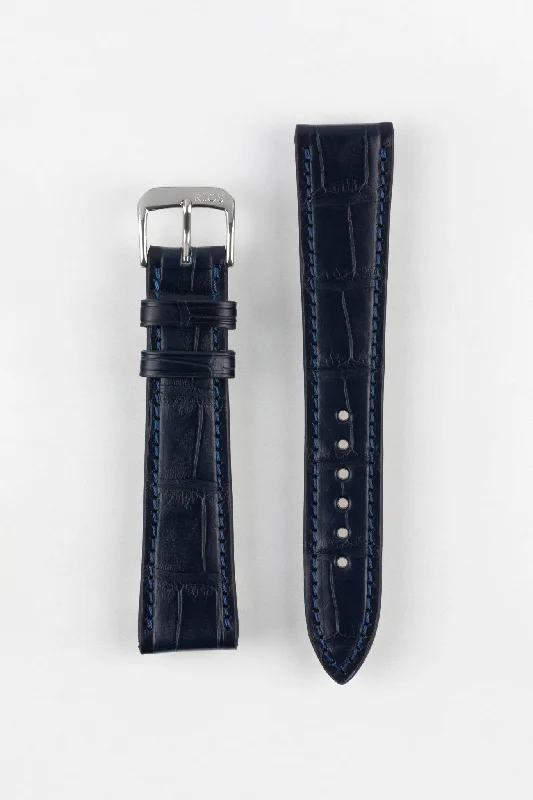 RIOS1931 SENATOR Genuine Alligator Square-Padding Watch Strap in OCEAN BLUE