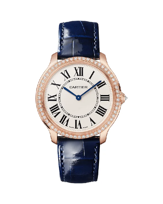 RONDE LOUIS CARTIER, 36 MM, ROSE GOLD, DIAMONDS, LEATHER