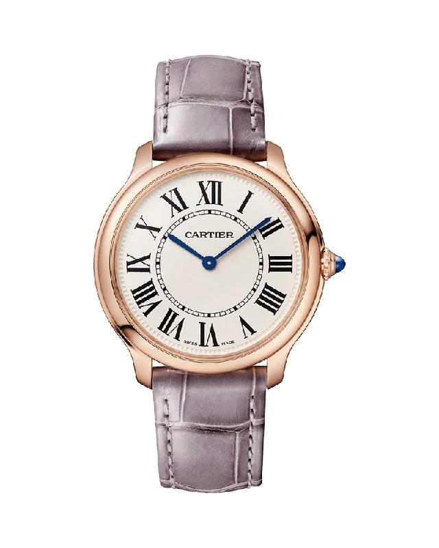 RONDE LOUIS CARTIER, 36 MM, ROSE GOLD, LEATHER