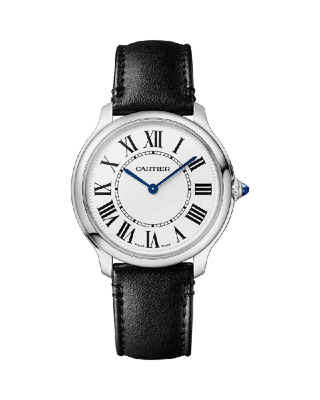 RONDE MUST DE CARTIER, 36MM, QUARTZ, STAINLESS STEEL, LEATHER