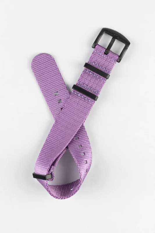 Seatbelt Nylon Watch Strap in PURPLE with BLACK PVD Hardware