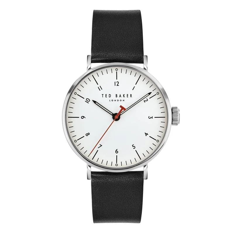 Ted Baker Howden Gents Stainless Steel Black Leather Strap