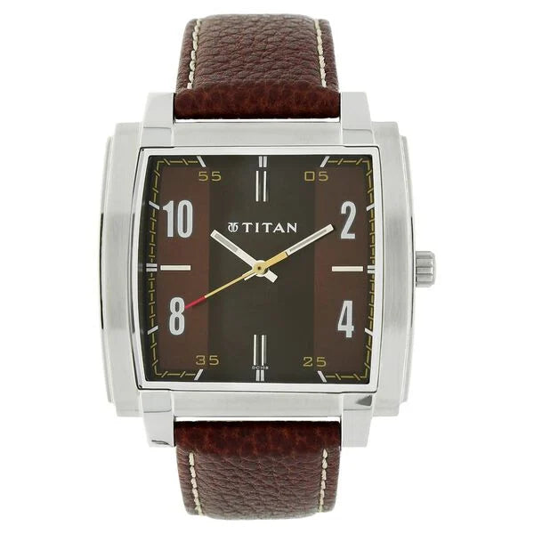 Titan Analog Brown Dial Leather Strap watch for Men 1586sl03