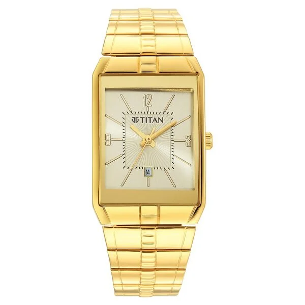 Titan Karishma Analog Champagne Dial Watch for Men 9151ym07