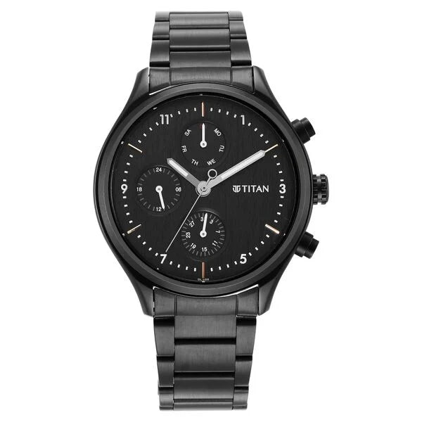 Titan Neo Black Dial Quartz Multifunction Stainless Steel Strap watch for Men 1803nm01