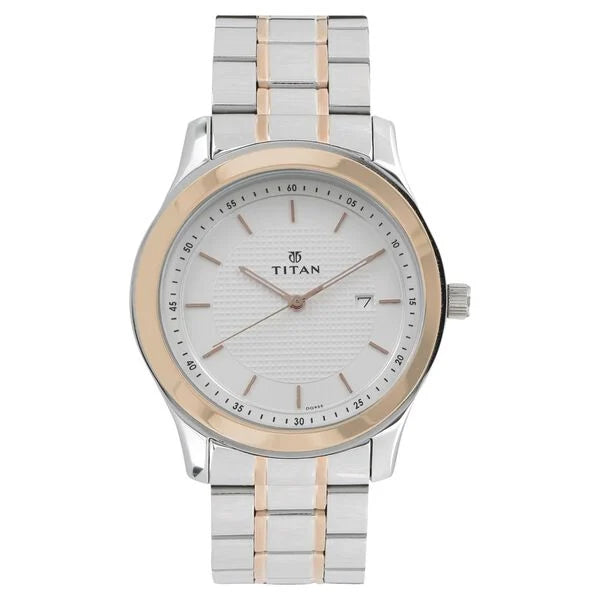 Titan Regalia Baron White Dial Analog with Date Watch for Men 1627km01