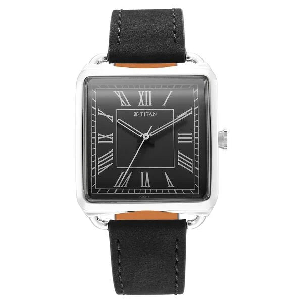 Titan Retro Revive Quartz Analog Black Dial Leather Strap for Men 1676sl03