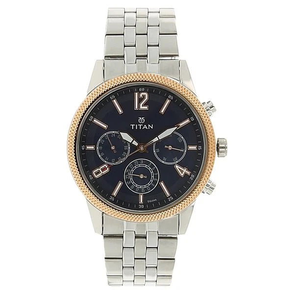 Titan Men's Metropolitan Luxe: Multifunction blue Dial Watch 1734km01