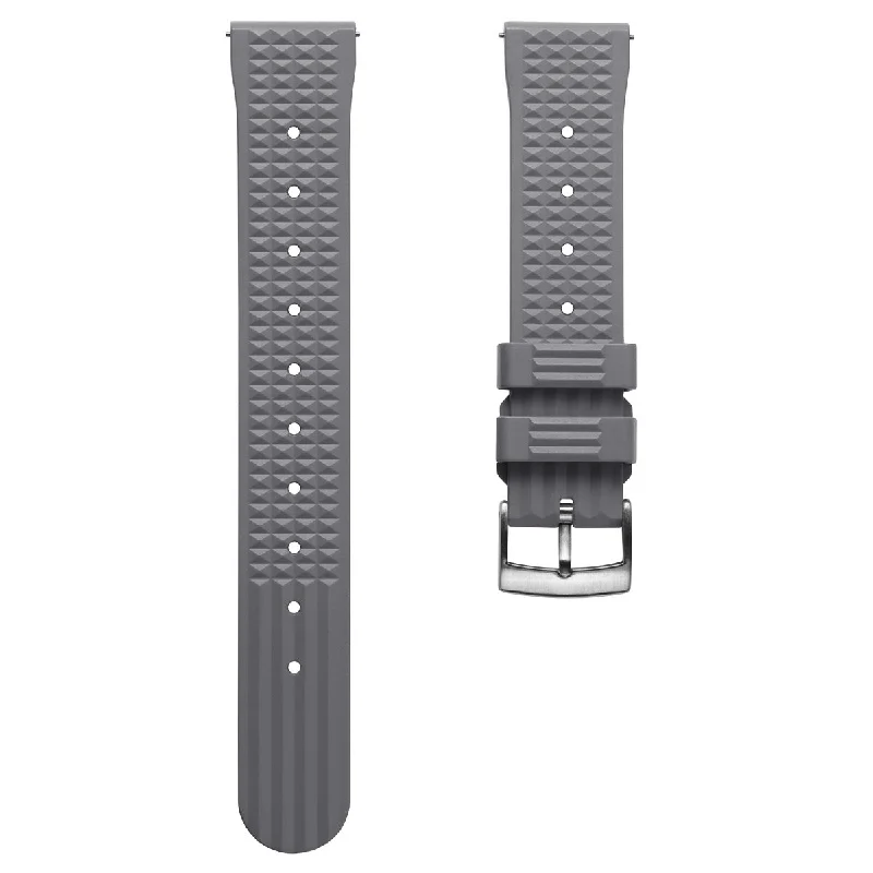 Waffle Pattern FKM Rubber Dive Watch Strap - Grey